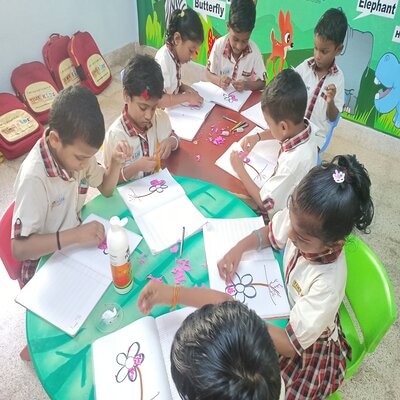 school kids study image